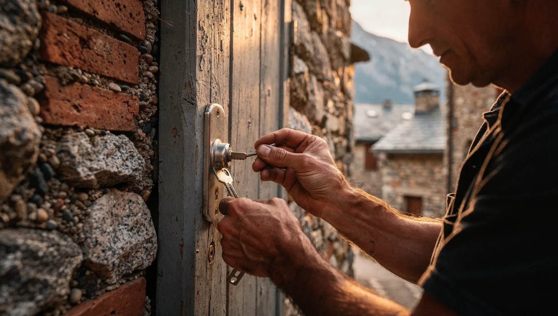 Artisan serrurier au travail sur une serrure à Prades